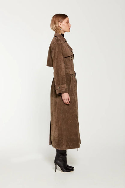 Valeria Luxe Suede Trench Coat