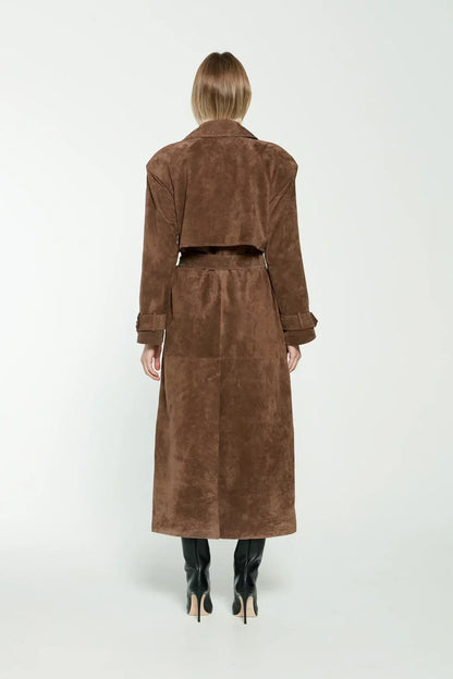 Valeria Luxe Suede Trench Coat