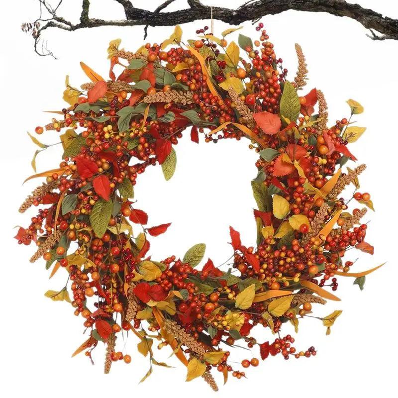 40 cm Autumn Door Wreath with Berries and Pine Cones – Natural Decor for Halloween and Thanksgiving