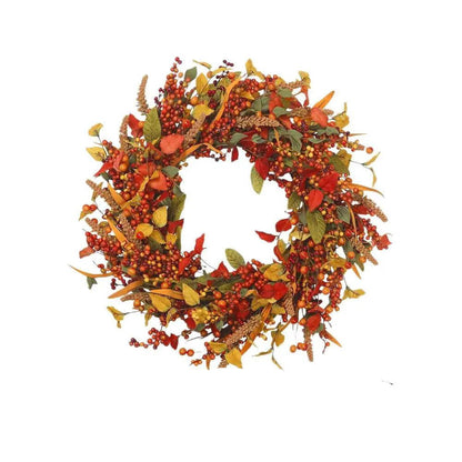 40 cm Autumn Door Wreath with Berries and Pine Cones – Natural Decor for Halloween and Thanksgiving