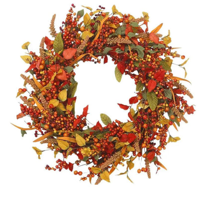 40 cm Autumn Door Wreath with Berries and Pine Cones – Natural Decor for Halloween and Thanksgiving