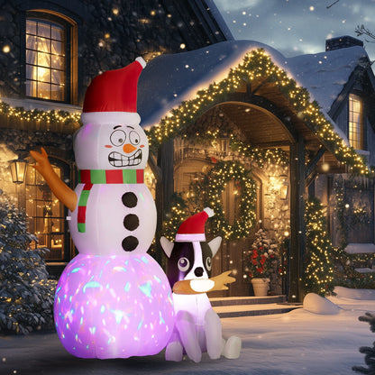 Cheerful Inflatable Christmas Snowman with His Adorable Dog
