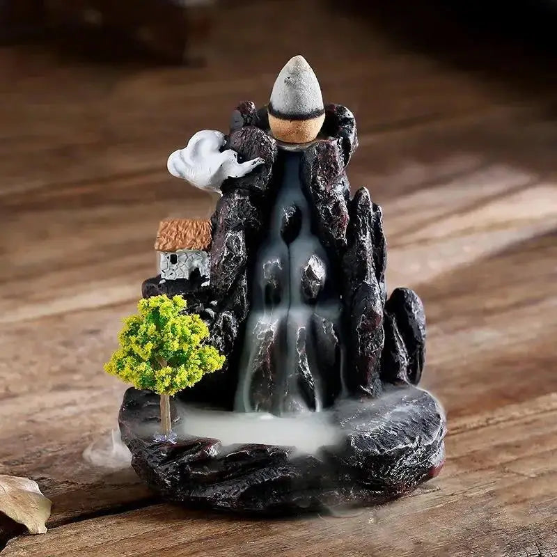 Natural Material Waterfall Incense Burner – Elegant Aromatherapy and Decorative Accent