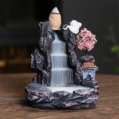 Natural Material Waterfall Incense Burner – Elegant Aromatherapy and Decorative Accent