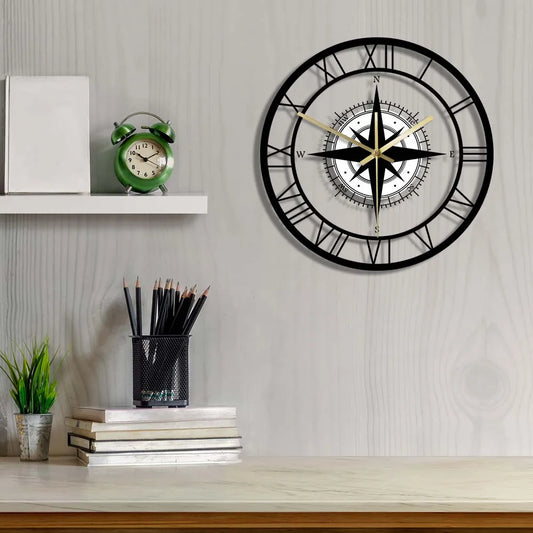 Nautische Wanduhr mit Kompass-Design – Maritime Eleganz für Ihr Zuhause
