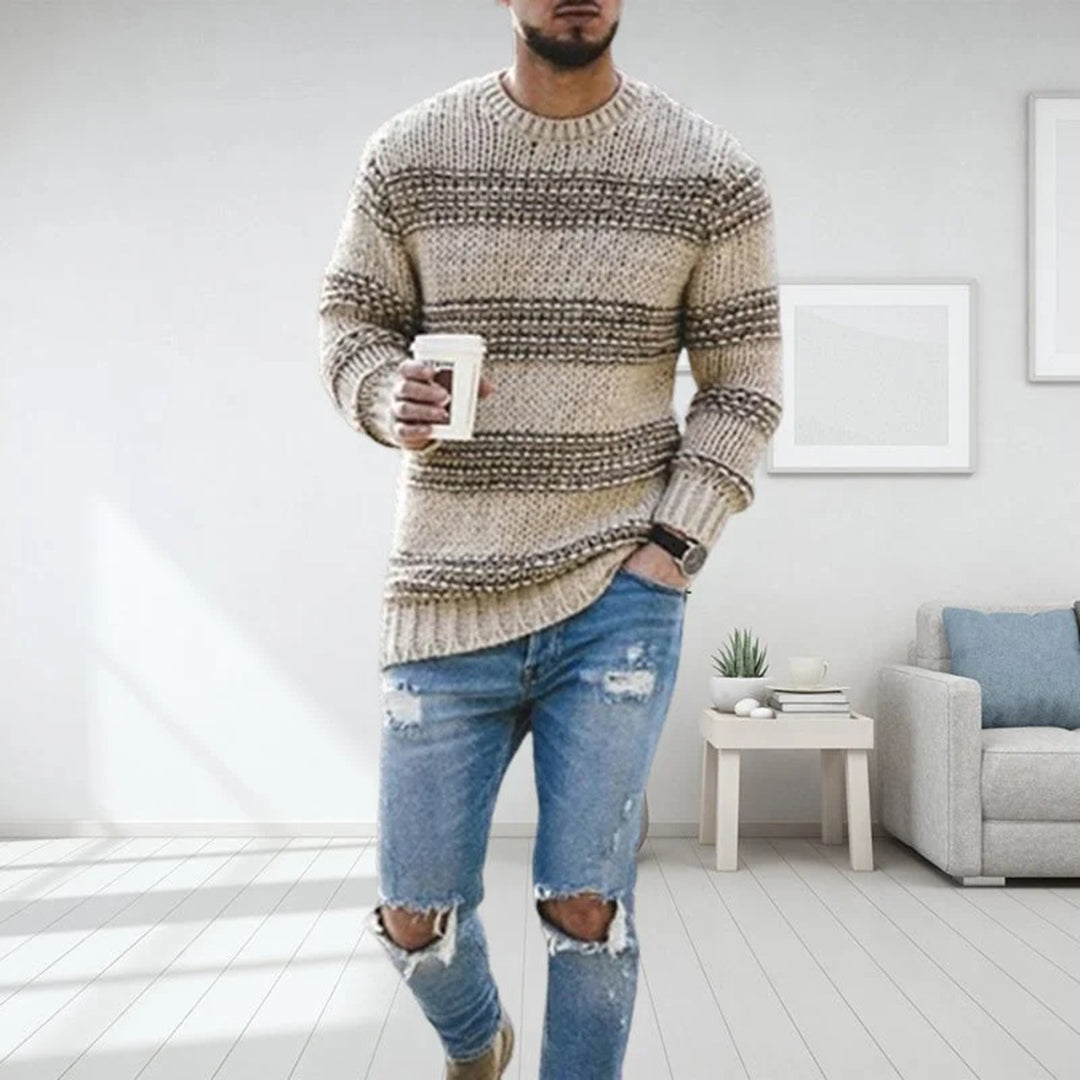 LAVINO - Men's Striped Knit Sweater