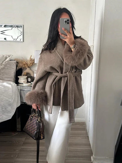 Chic Women's Lace-Up Winter Coat – Stylish and Elegant, Available in Multiple Sizes