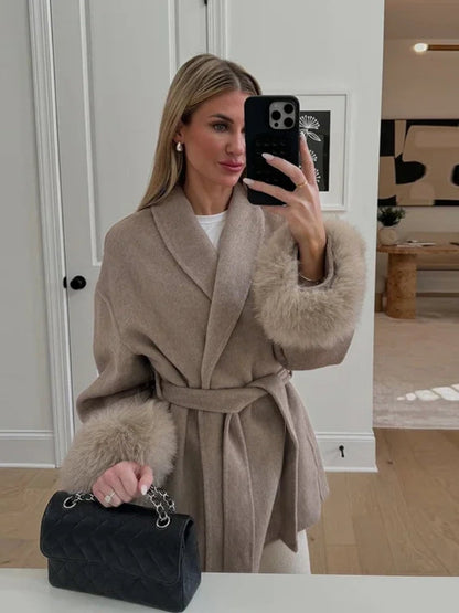 Chic Women's Lace-Up Winter Coat – Stylish and Elegant, Available in Multiple Sizes