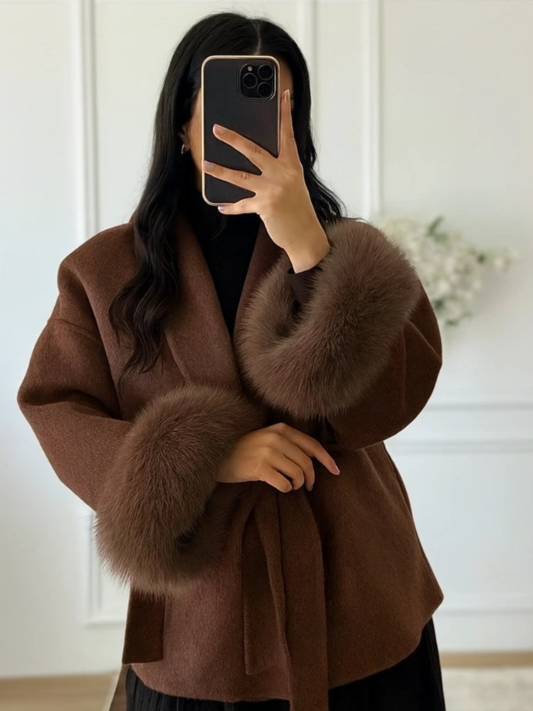 Chic Women's Lace-Up Winter Coat – Stylish and Elegant, Available in Multiple Sizes