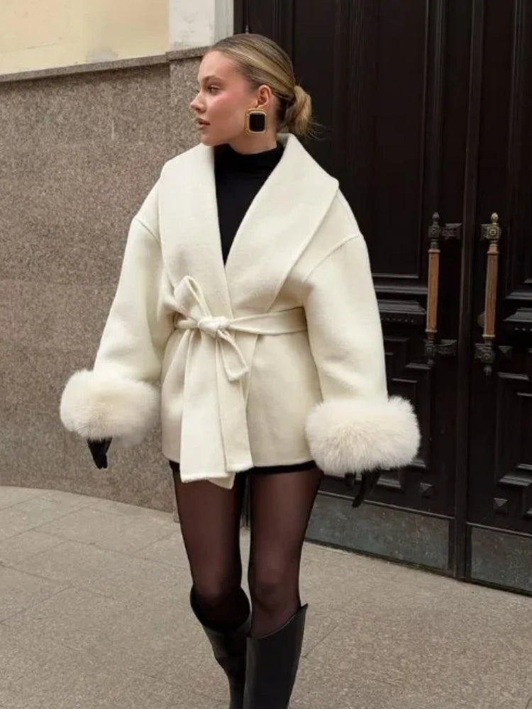 Chic Women's Lace-Up Winter Coat – Stylish and Elegant, Available in Multiple Sizes