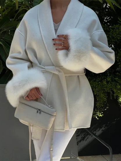 Chic Women's Lace-Up Winter Coat – Stylish and Elegant, Available in Multiple Sizes