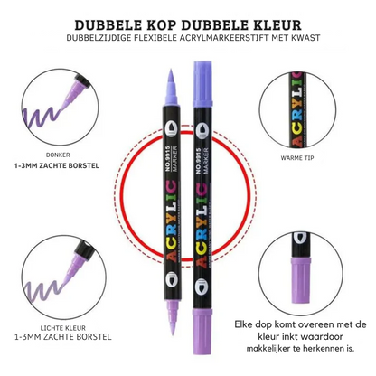 36 Double-Sided Acrylic Markers – 72 Vivid Colors, Non-Staining
