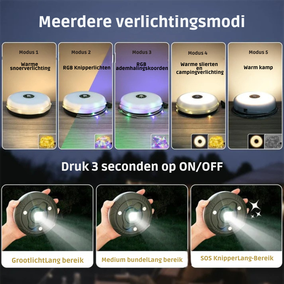 Versatile 4-in-1 Camping Lamp: Lantern, Power Bank, and 10m String Lights