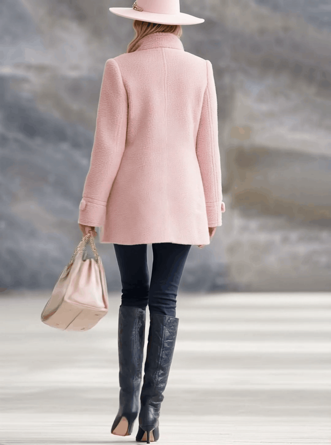 Retro Pink Fleece Zip-Up Jacket