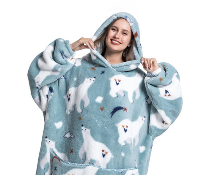 ICEY - Cozy Winter Fleece Hoodie Blanket