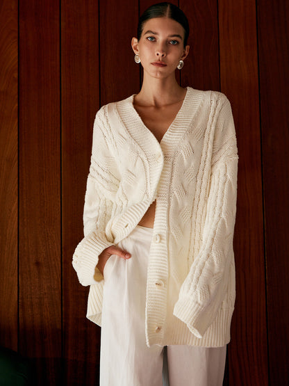 Aliyah | Chic Oversized Cable Knit Cardigan