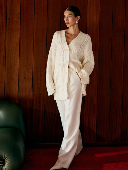 Aliyah | Chic Oversized Cable Knit Cardigan