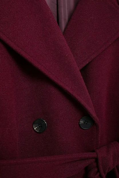 Burgundy Oversized Wool Jacket for Women - Classic Elegance
