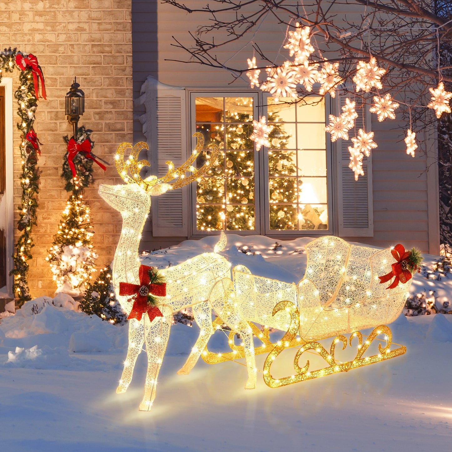 Illuminated Shimmering Sleigh Christmas Decoration