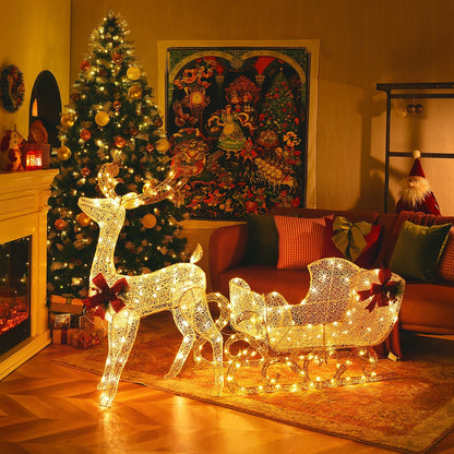 Illuminated Shimmering Sleigh Christmas Decoration