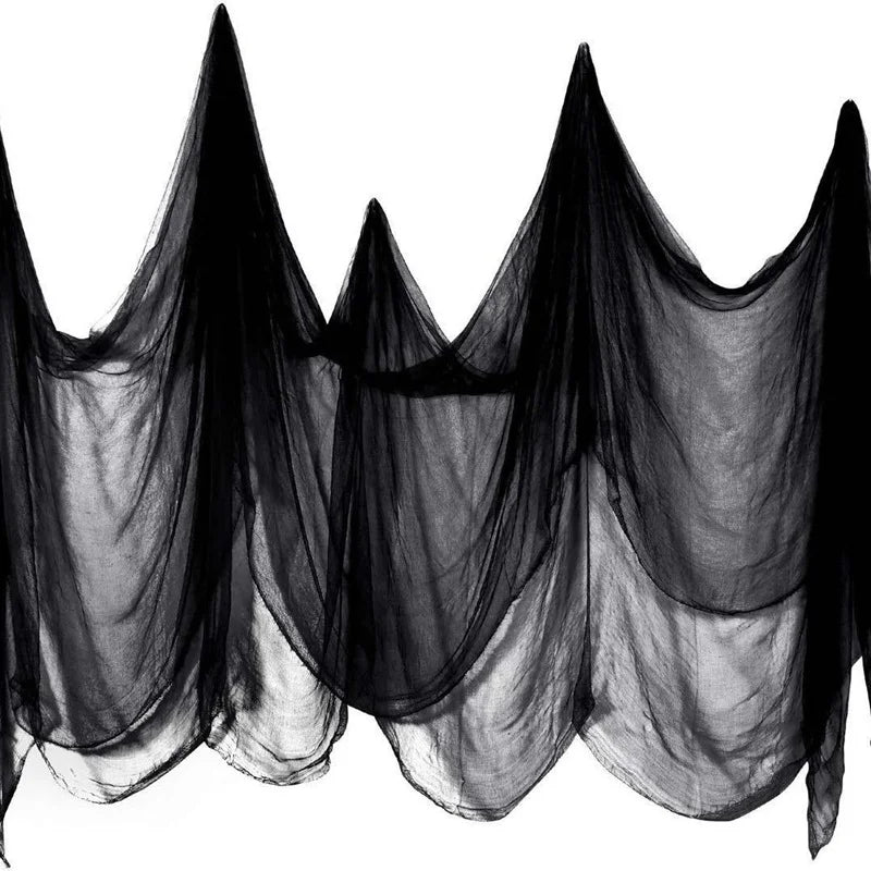 Halloween Black Gauze Hanging Decoration – Ideal for Walls, Fireplaces, and Doors