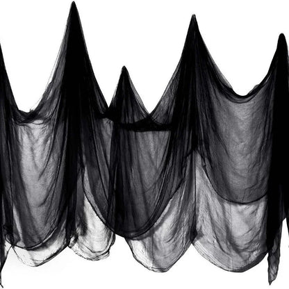 Halloween Black Gauze Hanging Decoration – Ideal for Walls, Fireplaces, and Doors