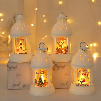 Festive LED Lantern with Figurine for Holiday Decor