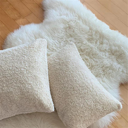 Chic White Plush Cushion Cover for Your Home Décor