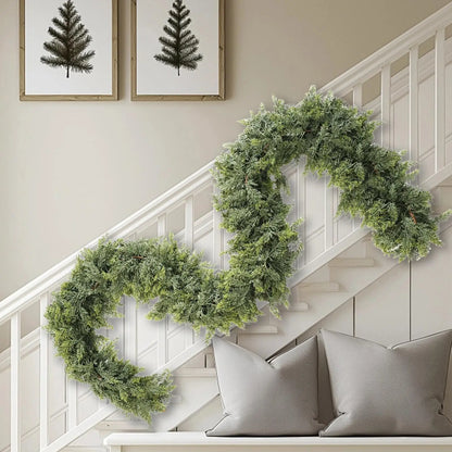 Winter-Themed Green Cypress Branch Christmas Garland