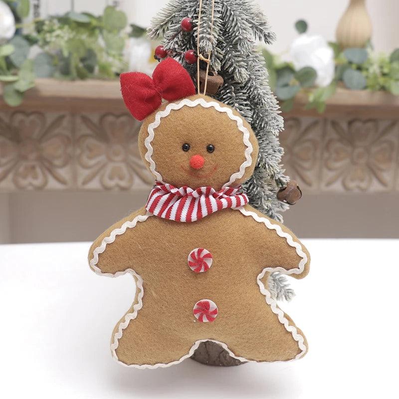 Plush Gingerbread Door Ornament - Festive Christmas Hanging Decoration