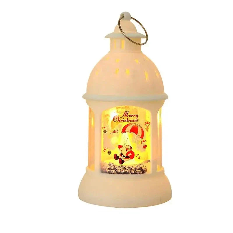 Festive LED Lantern with Figurine for Holiday Decor