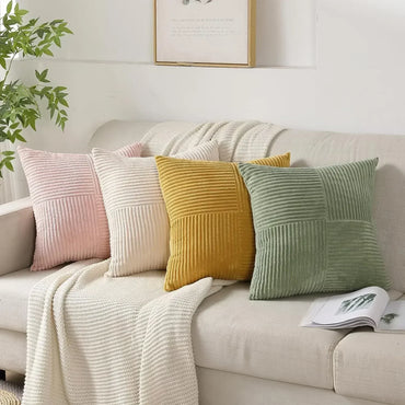 Plush Stripe-Patterned Cushion Cover