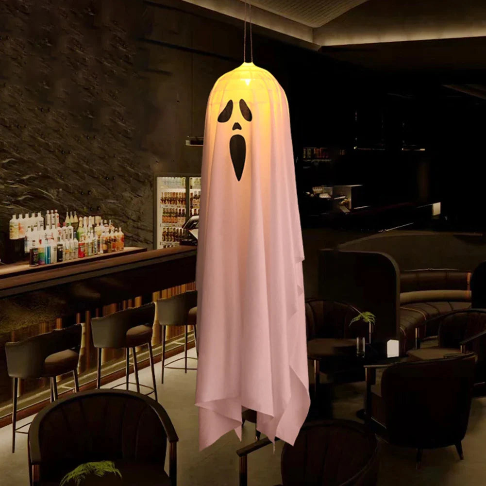 Illuminated White LED Ghosts for Halloween Home and Garden Decor