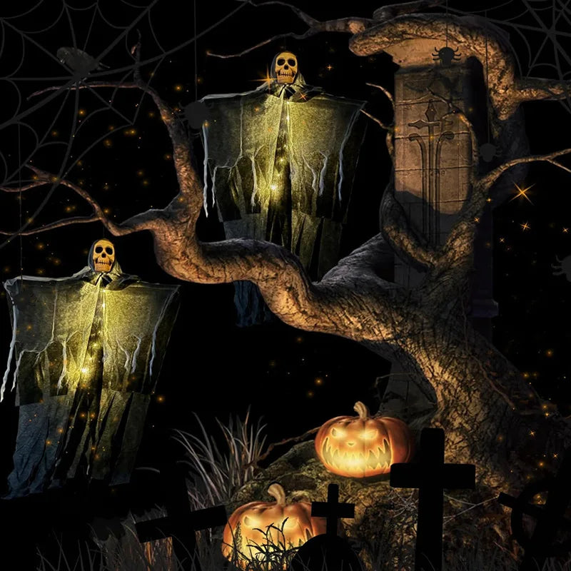 LED Hanging Skull Ghost for Halloween Home and Garden Decor