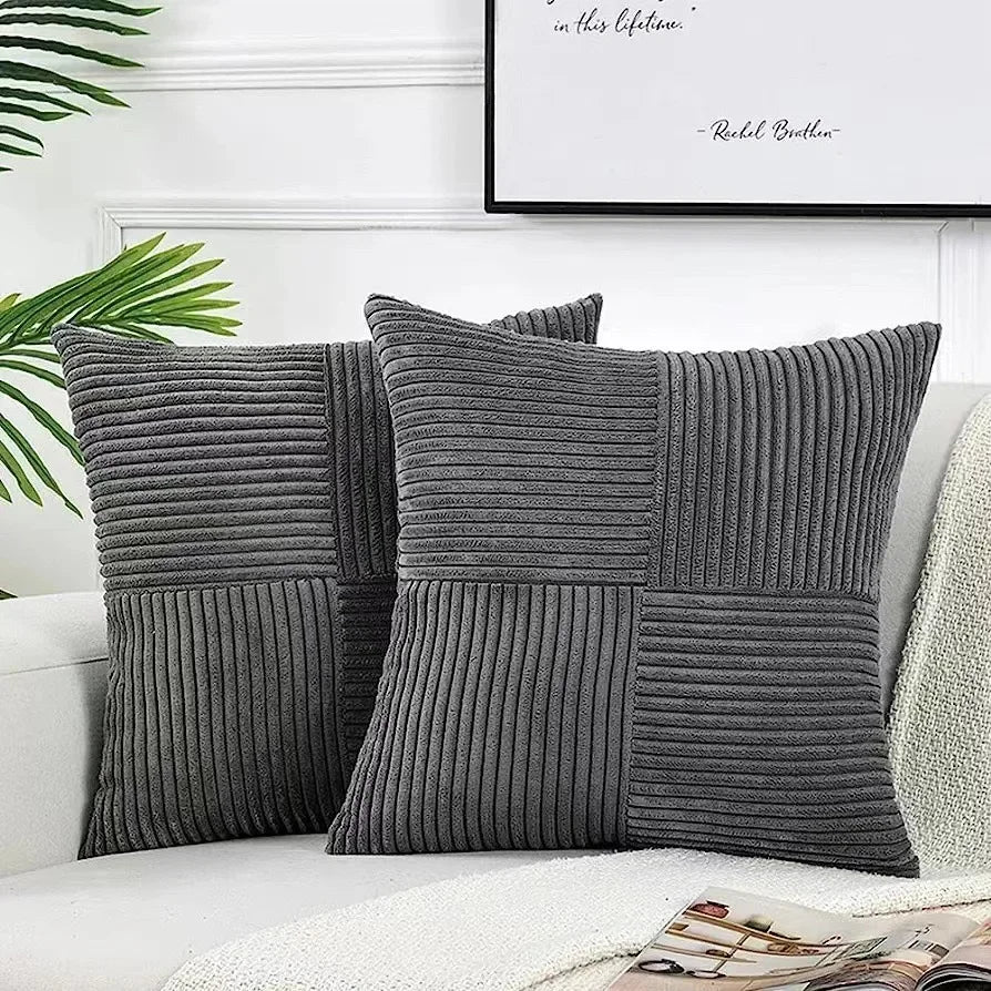 Plush Stripe-Patterned Cushion Cover
