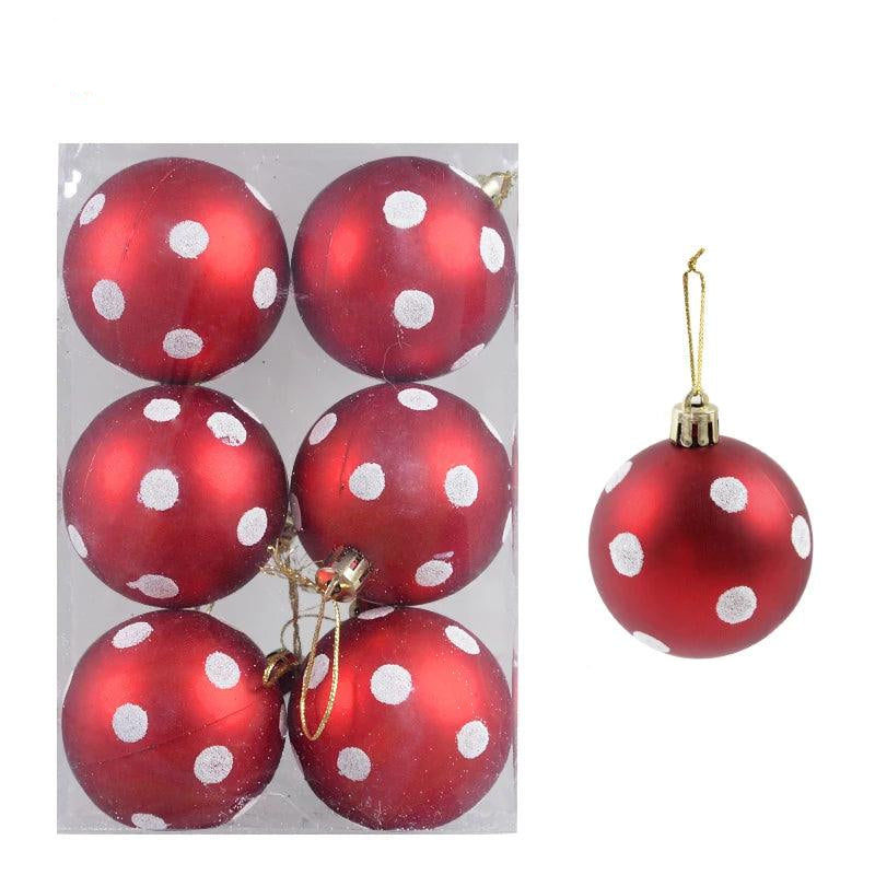 Set of 6 Glass Christmas Tree Ornaments - Decorative Ball Collection