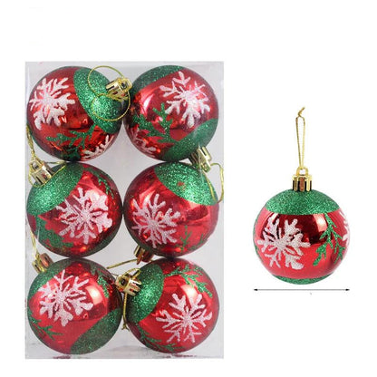 Set of 6 Glass Christmas Tree Ornaments - Decorative Ball Collection