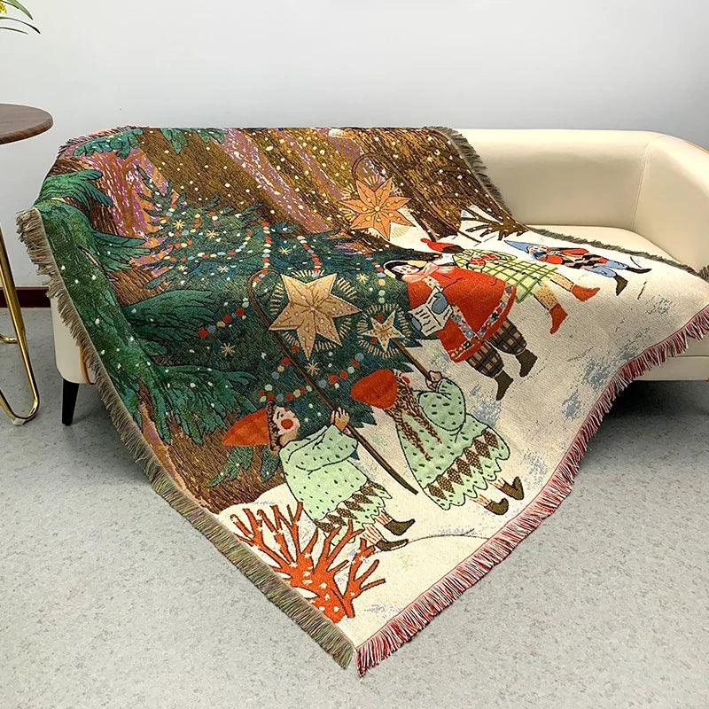 Nutcracker and Stars Pattern Christmas Blanket