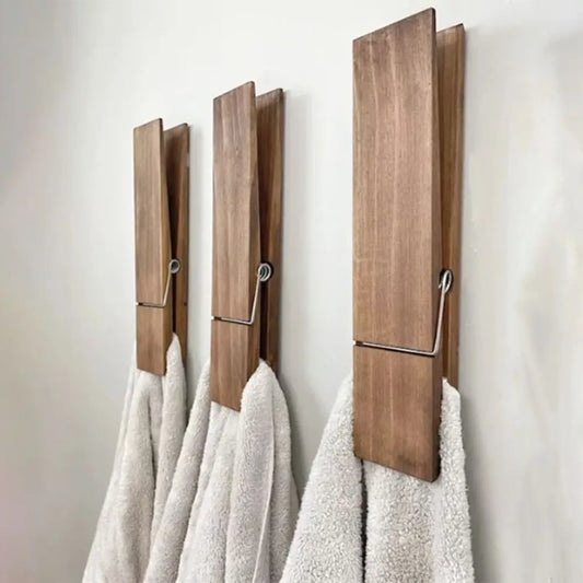 TowelGrip | Contemporary Wooden Peg Towel Rack - Stylish Bathroom Hook
