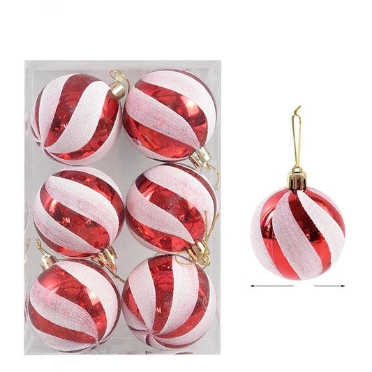 Set of 6 Glass Christmas Tree Ornaments - Decorative Ball Collection