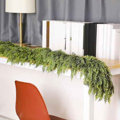 Winter-Themed Green Cypress Branch Christmas Garland