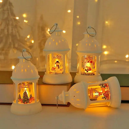 Festive LED Lantern with Figurine for Holiday Decor