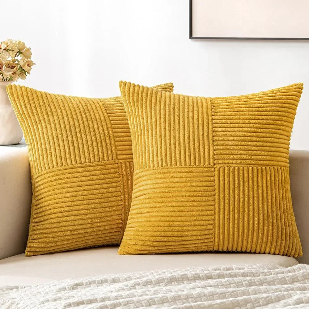 Plush Stripe-Patterned Cushion Cover