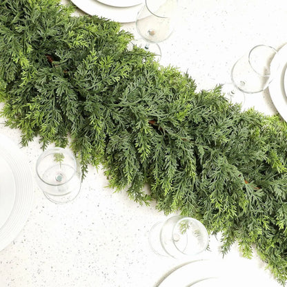 Winter-Themed Green Cypress Branch Christmas Garland