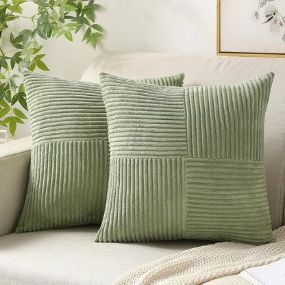 Plush Stripe-Patterned Cushion Cover