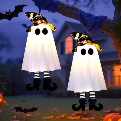 Illuminated Halloween Decor with Ghosts and Lights — Ideal for Outdoor Display
