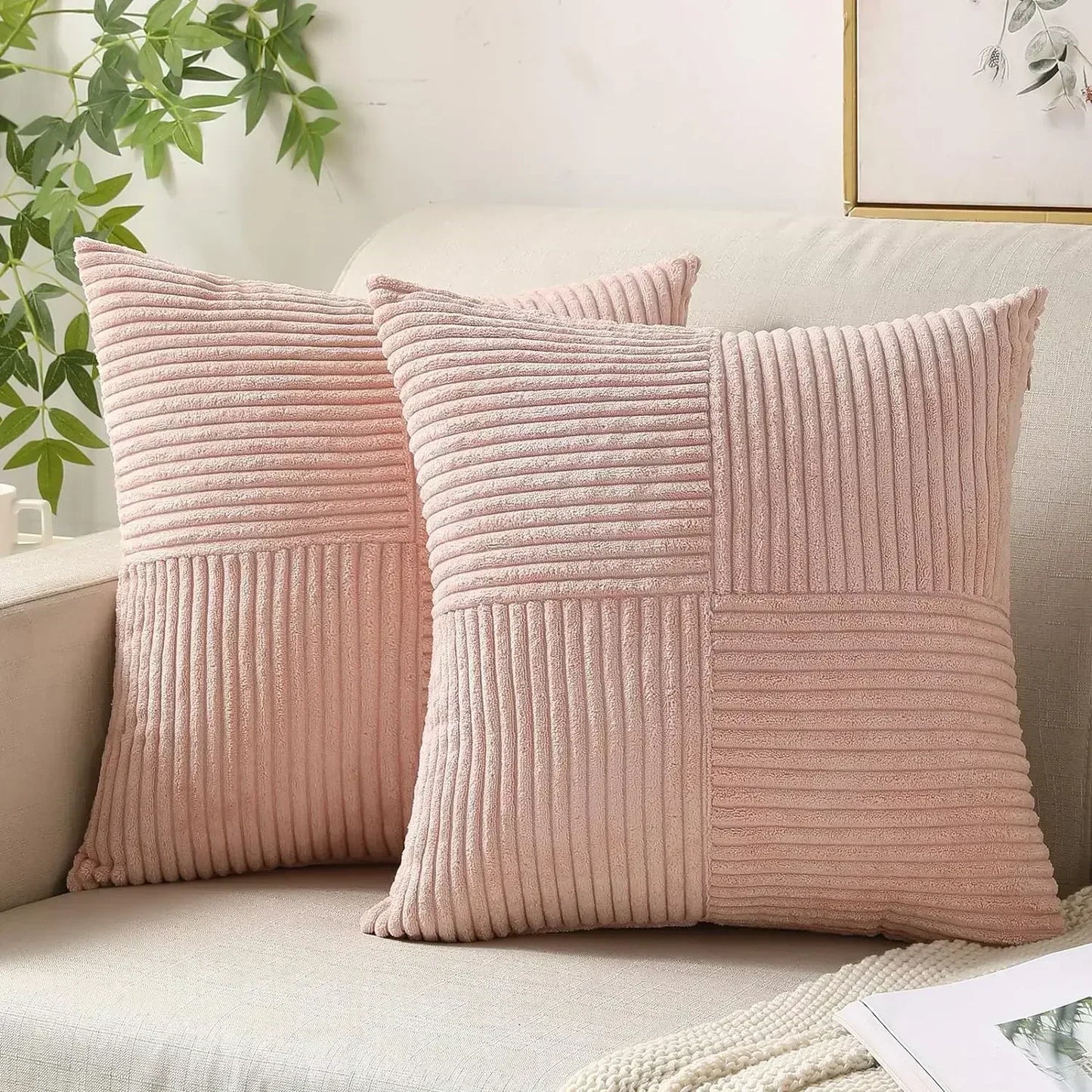 Plush Stripe-Patterned Cushion Cover