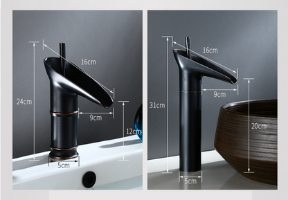 Cascade Antique Brass Basin Mixer Tap - Vintage Waterfall Bathroom Faucet