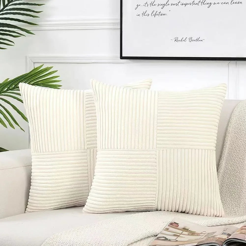 Plush Stripe-Patterned Cushion Cover