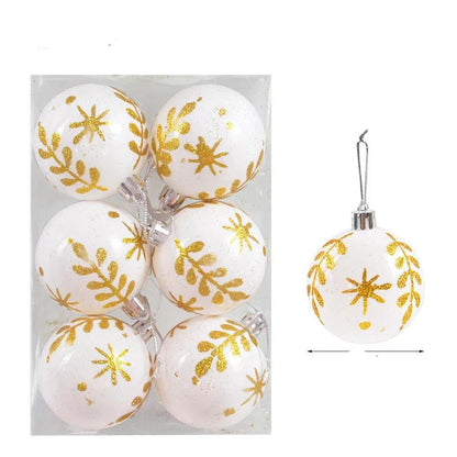 Set of 6 Glass Christmas Tree Ornaments - Decorative Ball Collection